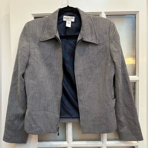 Vintage Pendleton 100% Wool Zip Up Charcoal Gray Tweed Herringbone Jacket Size 6
